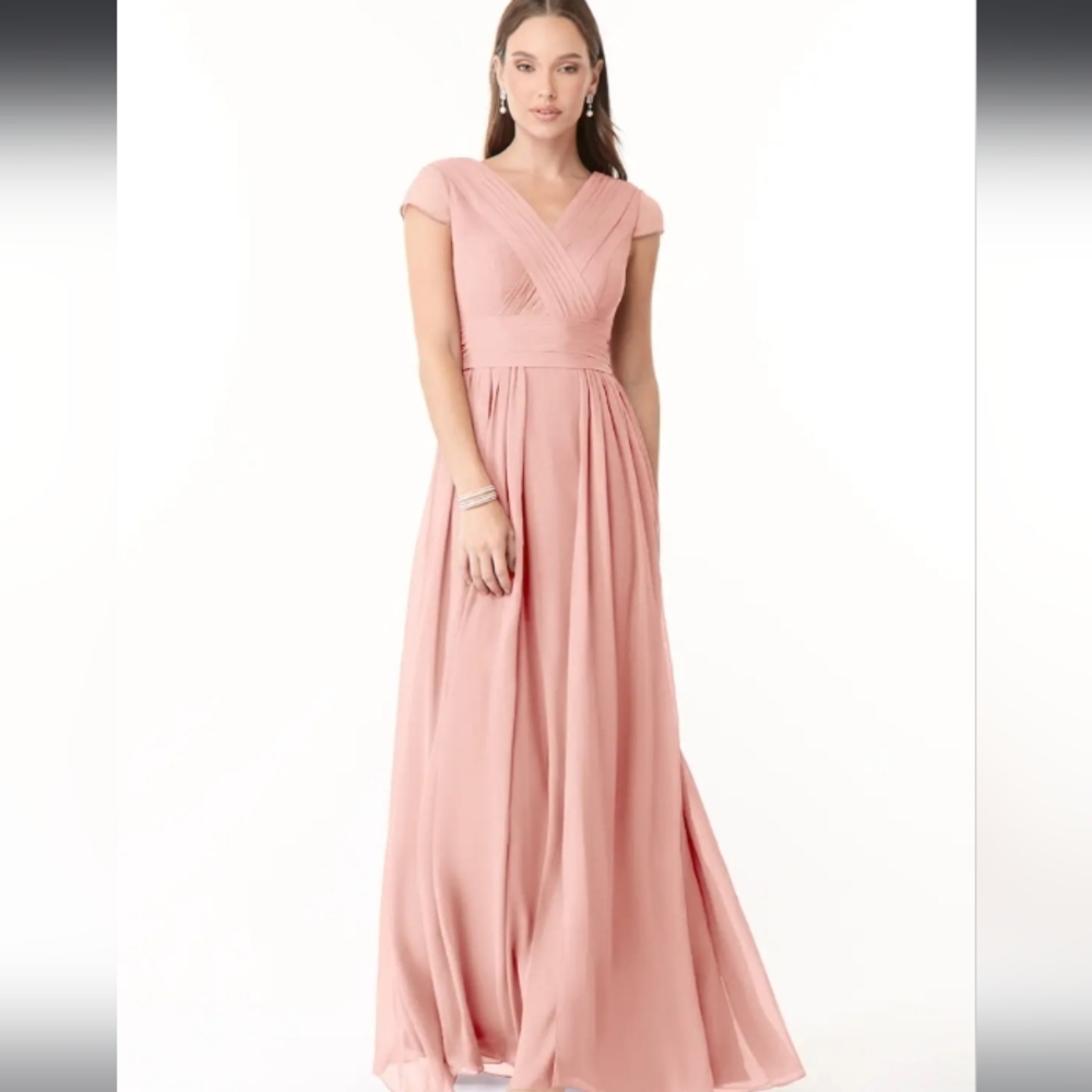 NWT AZAZIE Organa in Rosette A-Line Pleated Chiffon Floor-Length Size 12
